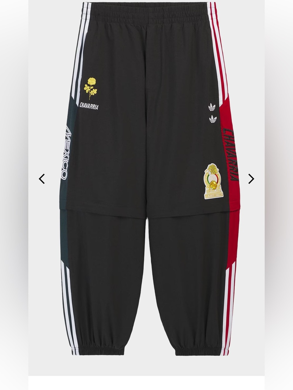 Willy Chavarria/adidas Black Joggers with Red & Dark Green Accent Panels